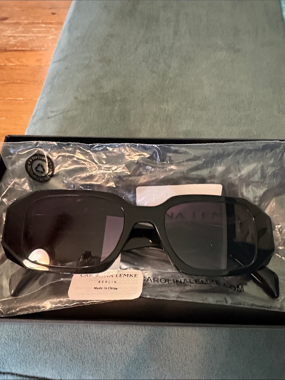 Carolina Lemke Black Women's Rectangle Sunglasses. Piper model. Retails for $130